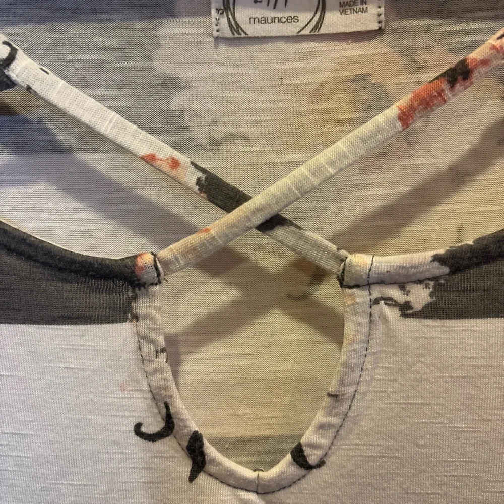 Maurices Black and White Striped Floral Tee - Picture 2 of 2